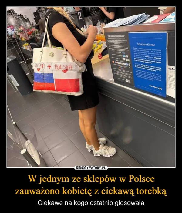 
    W jednym ze sklepów w Polsce zauważono kobietę z ciekawą torebką