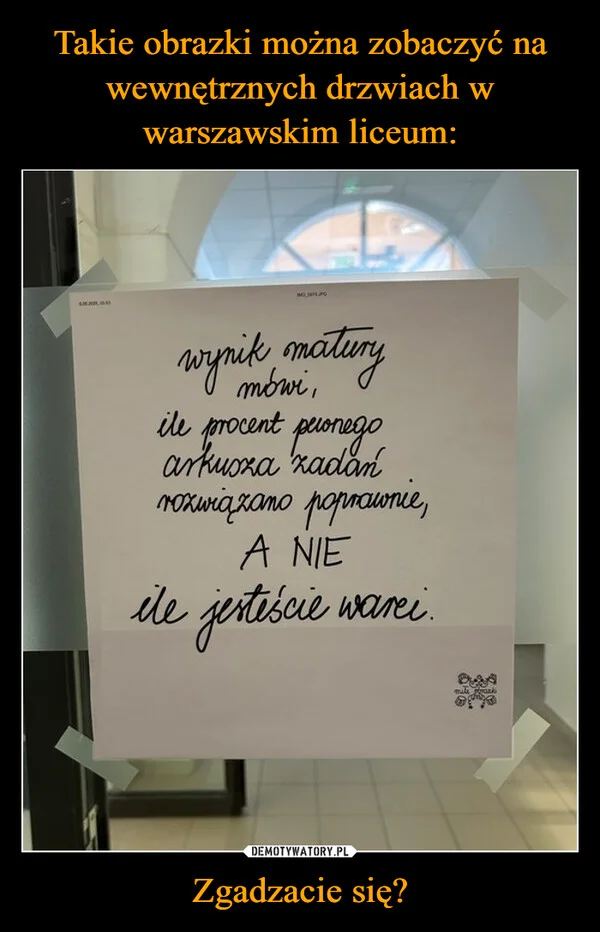 
    Takie obrazki można zobaczyć na wewnętrznych drzwiach w warszawskim liceum: Zgadzacie się?