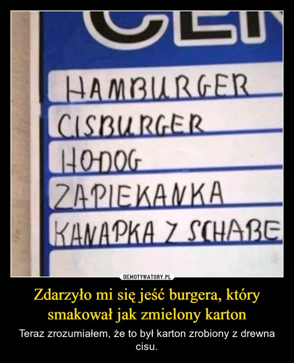 Zdarzyło mi się jeść burgera, który smakował jak zmielony karton