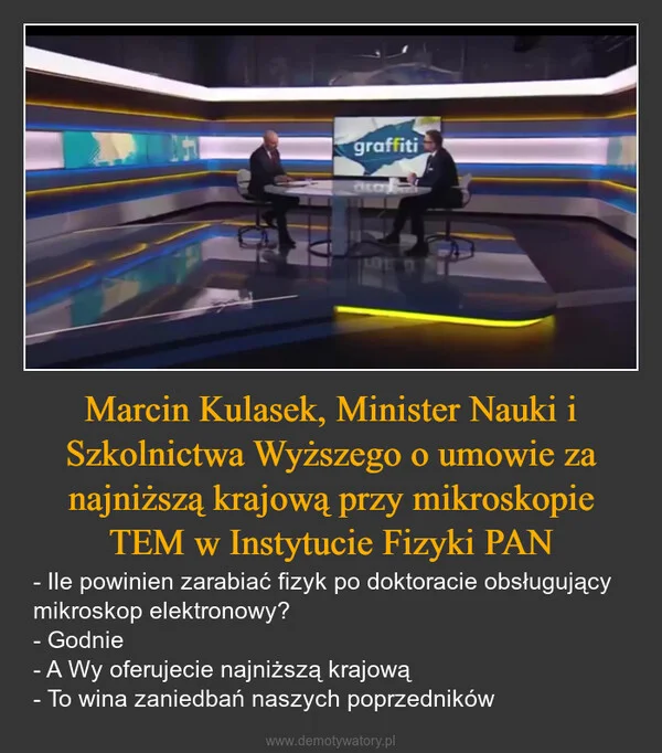 
    Marcin Kulasek, Minister Nauki i Szkolnictwa Wyższego o umowie za najniższą krajową przy mikroskopie TEM w Instytucie Fizyki PAN