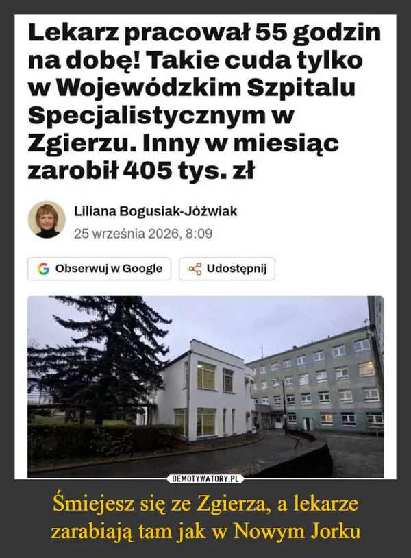 Śmiejesz się ze Zgierza, a lekarze zarabiają tam jak w Nowym Jorku