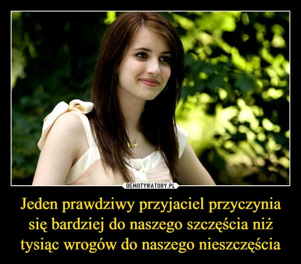 
    Jeden prawdziwy przyjaciel przyczynia się bardziej do naszego szczęścia niż tysiąc wrogów do naszego nieszczęścia