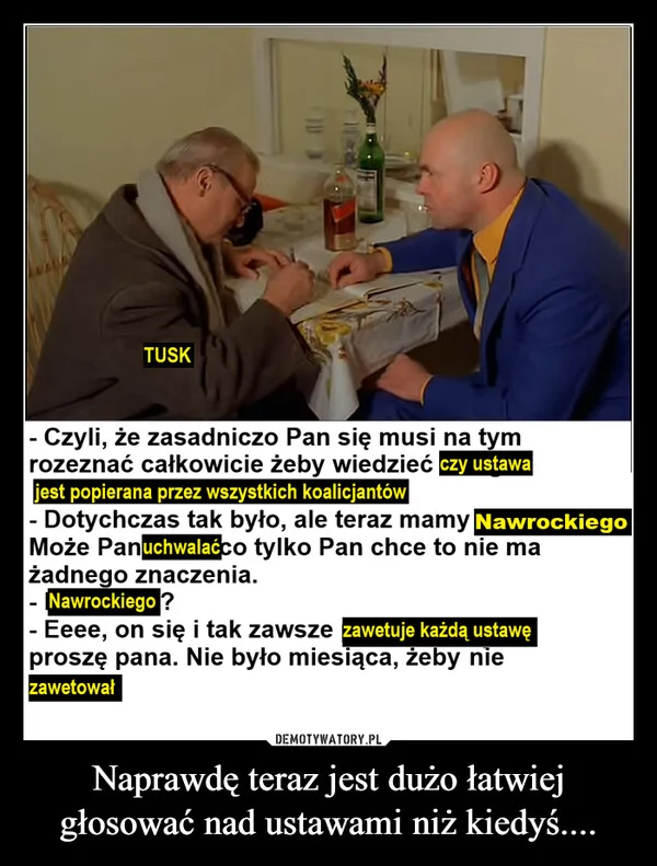 
    Naprawdę teraz jest dużo łatwiej głosować nad ustawami niż kiedyś....