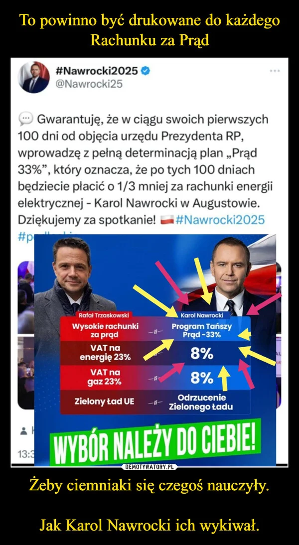 
    To powinno być drukowane do każdego Rachunku za Prąd Żeby ciemniaki się czegoś nauczyły. Jak Karol Nawrocki ich wykiwał.