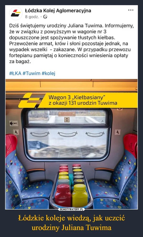 
    Łódzkie koleje wiedzą, jak uczcić urodziny Juliana Tuwima