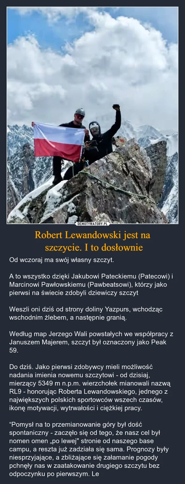 
    Robert Lewandowski jest na szczycie. I to dosłownie