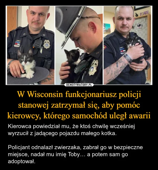 W Wisconsin funkcjonariusz policji stanowej zatrzymał się, aby pomóc kierowcy, którego samochód uległ awarii