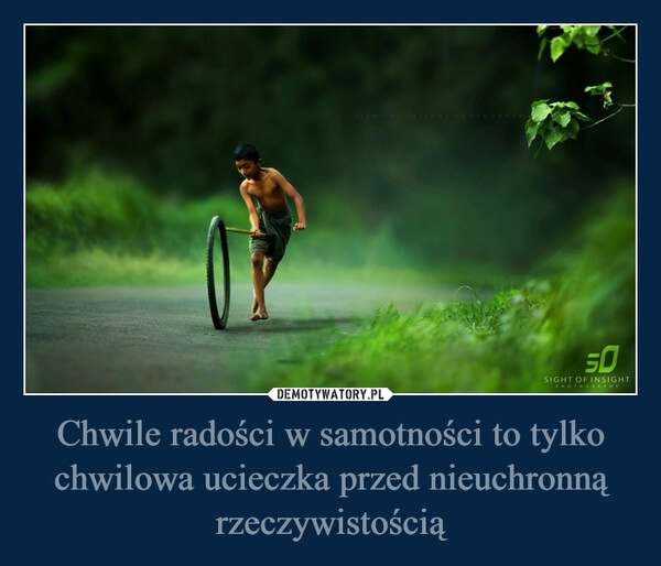 
    Chwile radości w samotności to tylko chwilowa ucieczka przed nieuchronną rzeczywistością