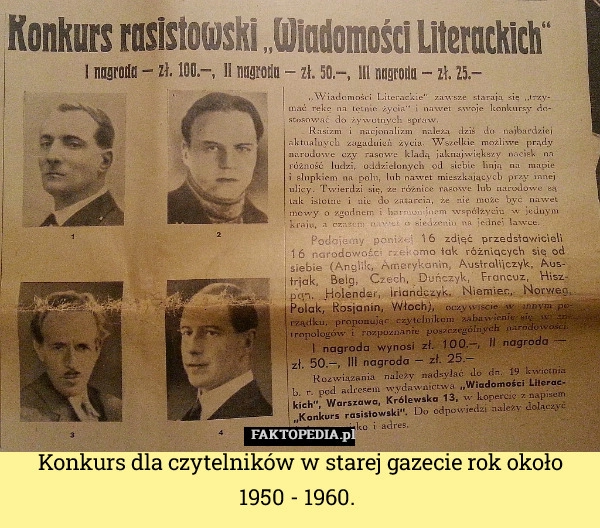 
    Konkurs dla czytelników w starej gazecie rok około 1950 - 1960. 