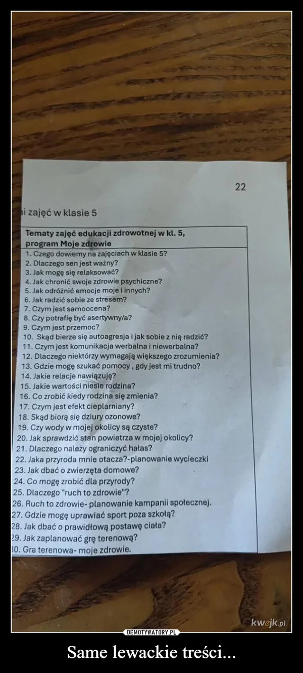 
    Same lewackie treści...