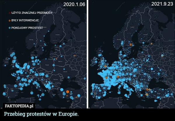 
    Przebieg protestów w Europie.