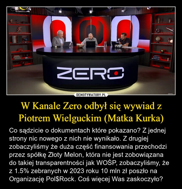 
    W Kanale Zero odbył się wywiad z Piotrem Wielguckim (Matka Kurka)