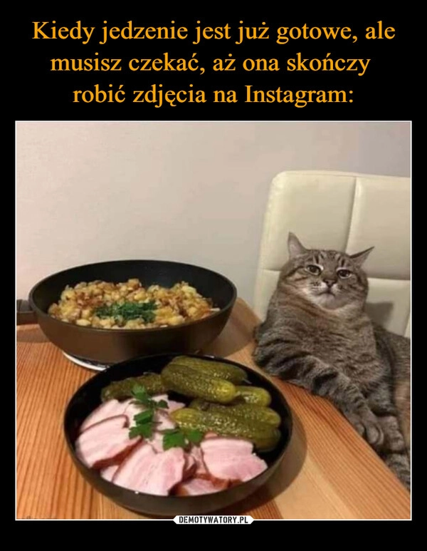 
    Kiedy jedzenie jest już gotowe, ale musisz czekać, aż ona skończy 
robić zdjęcia na Instagram: