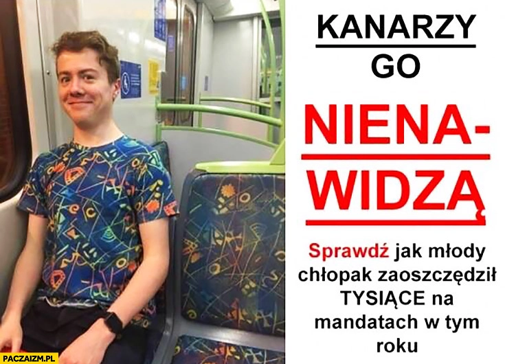 
    Kanarzy go nienawidzą, sprawdź jak zaoszczędził tysiące na mandatach koszulka we wzór siedzeń komunikacji miejskiej