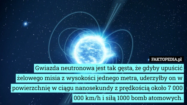
    Gwiazda neutronowa jest tak gęsta, że ​​gdyby upuścić żelowego misia z wysokości