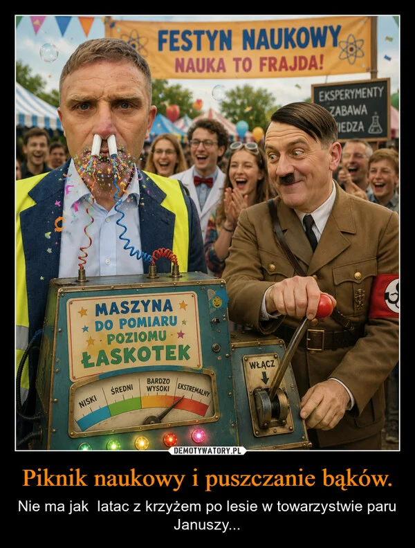 
    Piknik naukowy i puszczanie bąków.