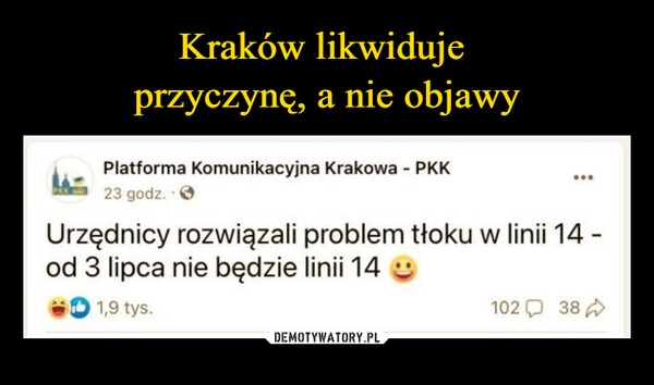 
    Kraków likwiduje 
przyczynę, a nie objawy