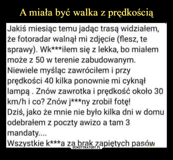 A miała być walka z prędkością