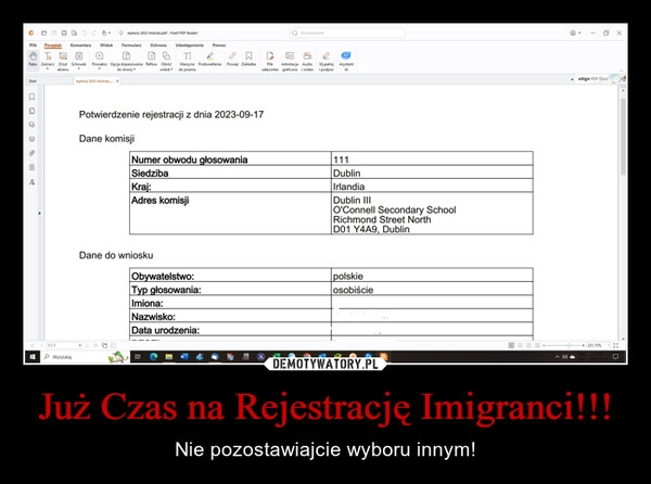 
    Już Czas na Rejestrację Imigranci!!!