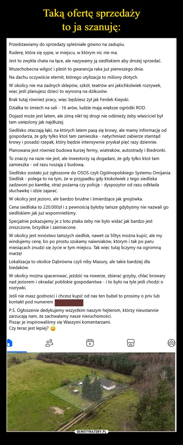 
    Taką ofertę sprzedaży to ja szanuję: