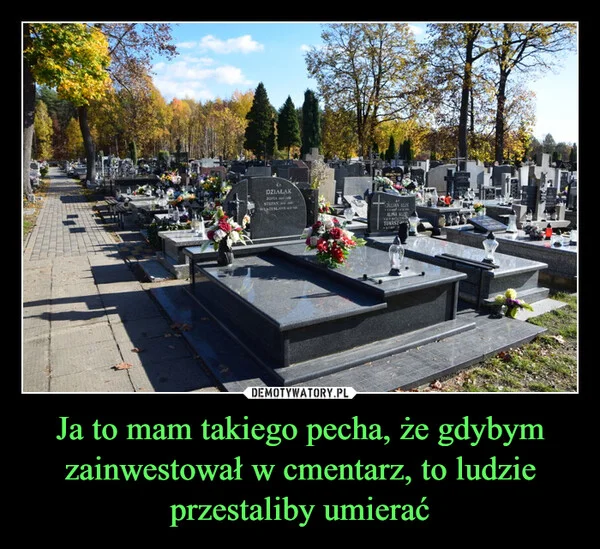
    Ja to mam takiego pecha, że gdybym zainwestował w cmentarz, to ludzie przestaliby umierać