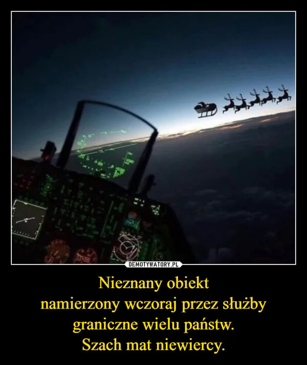 
    Nieznany obiekt namierzony wczoraj przez służby graniczne wielu państw. Szach mat niewiercy.