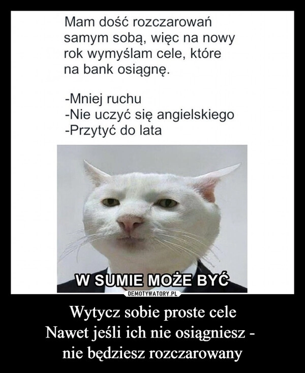 
    Wytycz sobie proste cele
Nawet jeśli ich nie osiągniesz - 
nie będziesz rozczarowany