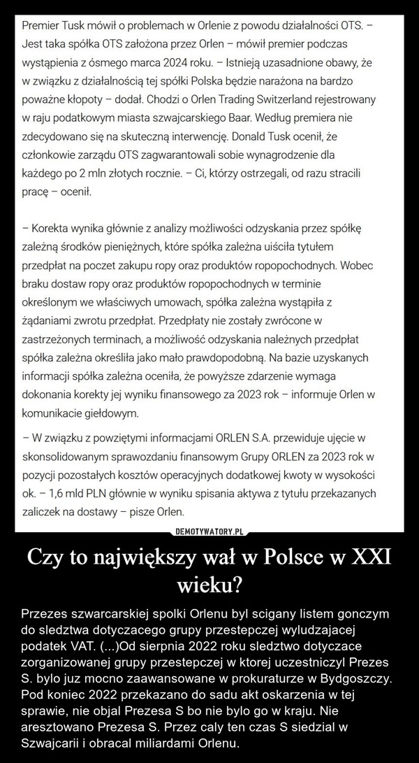 
    Czy to największy wał w Polsce w XXI wieku?