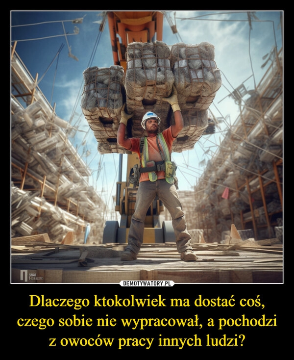 
    Dlaczego ktokolwiek ma dostać coś, czego sobie nie wypracował, a pochodzi z owoców pracy innych ludzi?