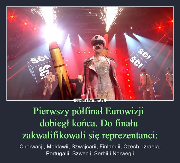 
    Pierwszy półfinał Eurowizji 
dobiegł końca. Do finału 
zakwalifikowali się reprezentanci: