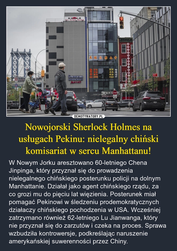 
    Nowojorski Sherlock Holmes na usługach Pekinu: nielegalny chiński komisariat w sercu Manhattanu!