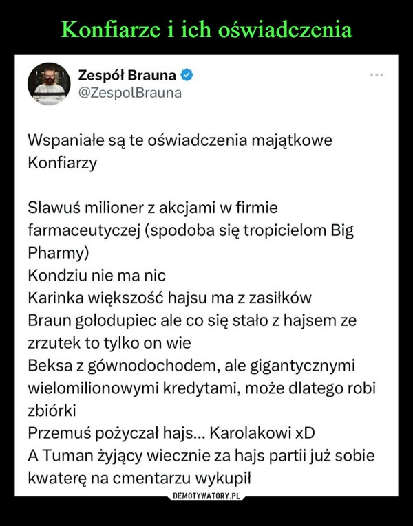 
    Konfiarze i ich oświadczenia