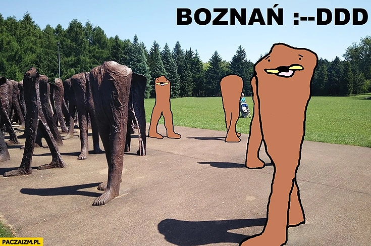 
    Poznań rzeźby nóg gondola mem Boznań