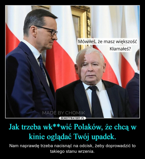 
    Jak trzeba wk**wić Polaków, że chcą w kinie oglądać Twój upadek.