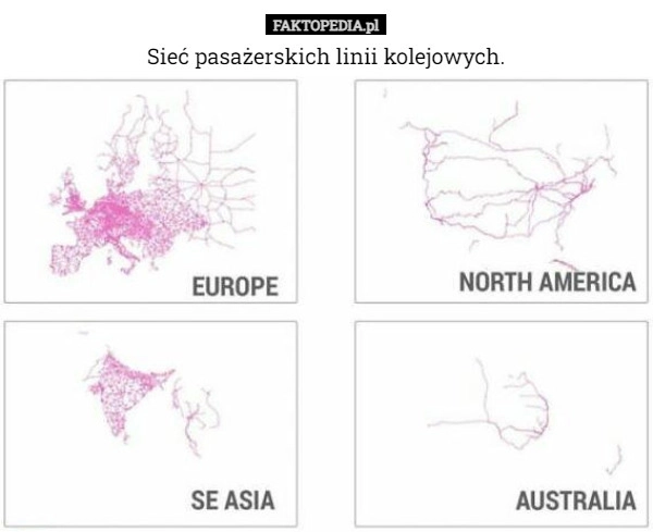 
    Sieć pasażerskich linii kolejowych.