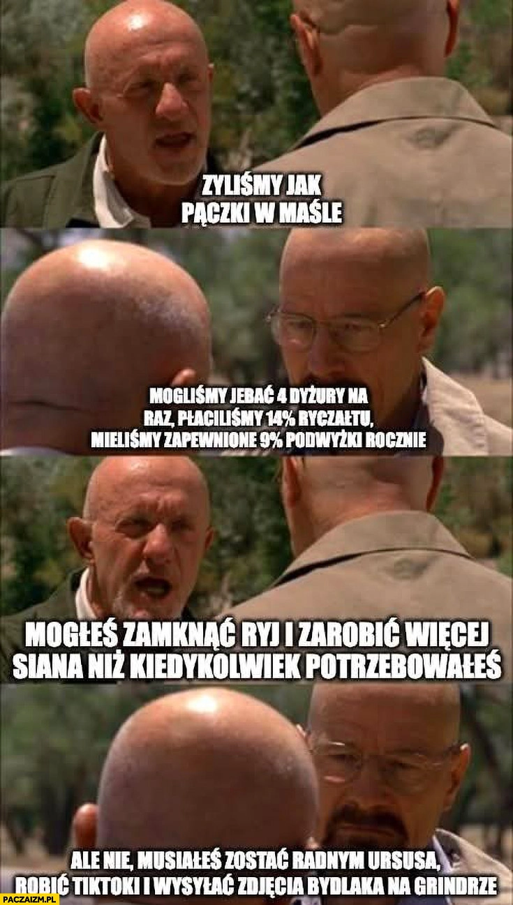 
    Lekarze żyliśmy jak pączki w maśle ale musiałeś zostać radnym Ursusa, robić tiktoki i wysyłać zdjęcia bydlaka na grinderze