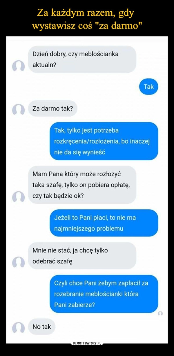 
    Za każdym razem, gdy 
wystawisz coś "za darmo"