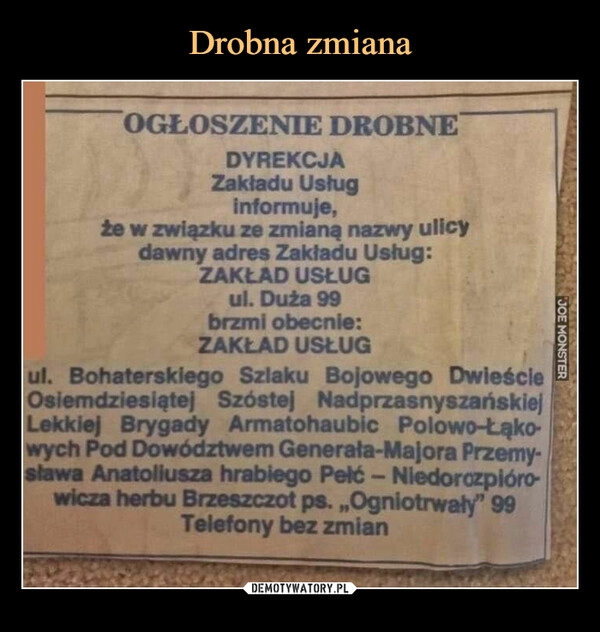 
    Drobna zmiana