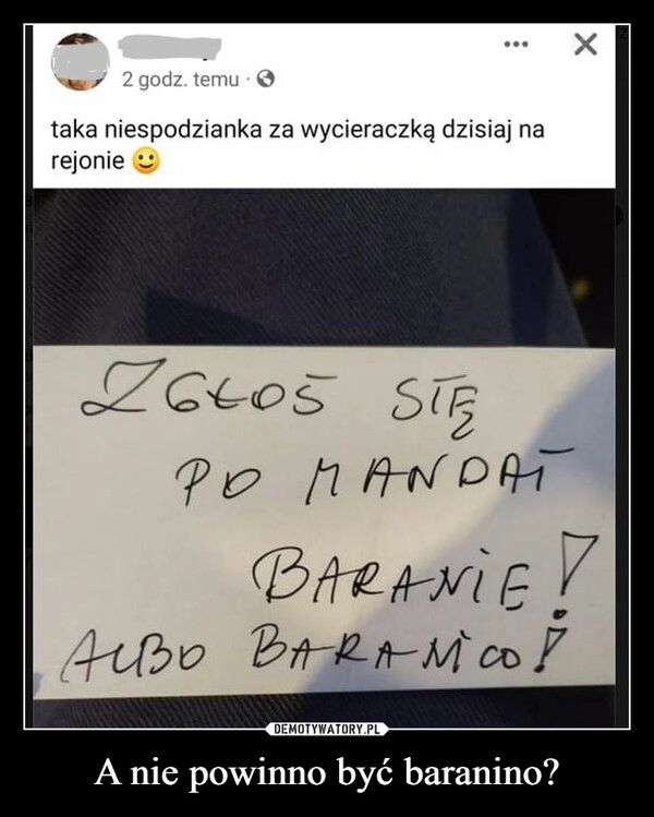 
    A nie powinno być baranino?