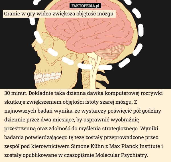 
    Granie w gry wideo zwiększa objętość mózgu.