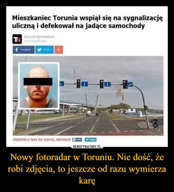 
    Nowy fotoradar w Toruniu. Nie dość, że robi zdjęcia, to jeszcze od razu wymierza karę