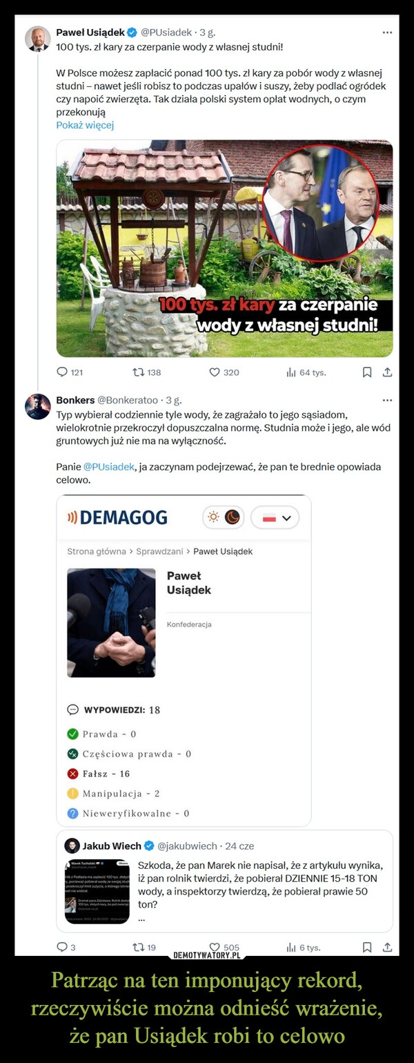 
    Patrząc na ten imponujący rekord, rzeczywiście można odnieść wrażenie,
że pan Usiądek robi to celowo