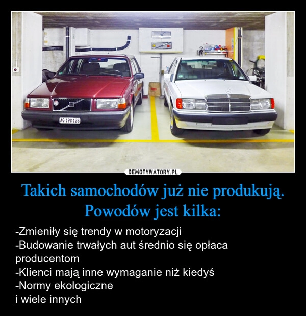 
    Takich samochodów już nie produkują. Powodów jest kilka: