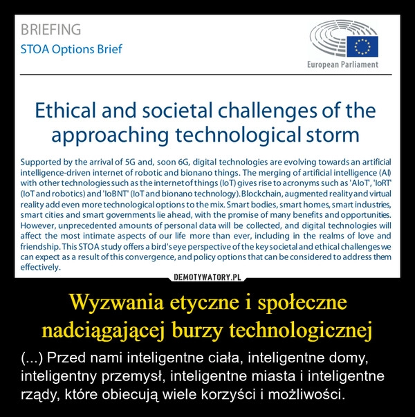 
    Wyzwania etyczne i społeczne nadciągającej burzy technologicznej