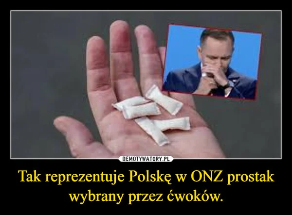 
    Tak reprezentuje Polskę w ONZ prostak wybrany przez ćwoków.