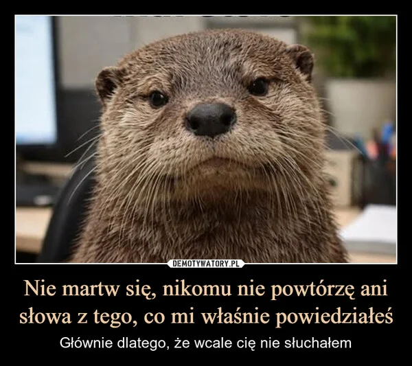 
    Nie martw się, nikomu nie powtórzę ani słowa z tego, co mi właśnie powiedziałeś