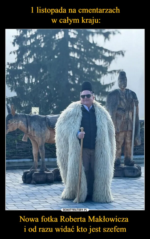 
    1 listopada na cmentarzach w całym kraju: Nowa fotka Roberta Makłowicza i od razu widać kto jest szefem