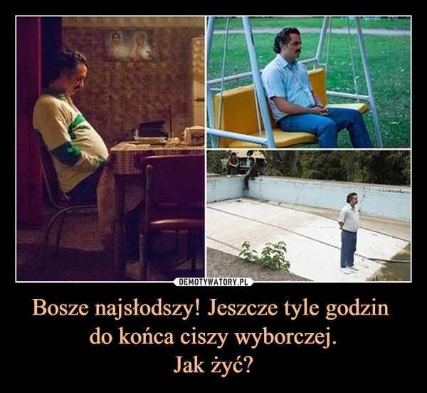 
    Bosze najsłodszy! Jeszcze tyle godzin 
do końca ciszy wyborczej.
Jak żyć?