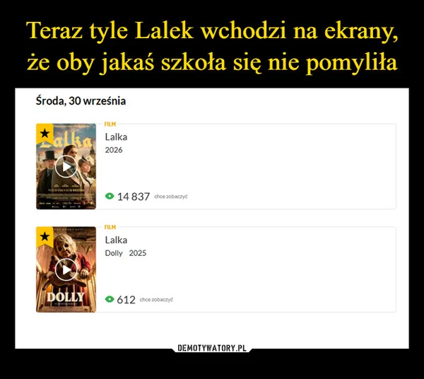 Teraz tyle Lalek wchodzi na ekrany, że oby jakaś szkoła się nie pomyliła