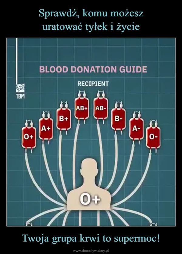 
    Sprawdź, komu możesz uratować tyłek i życie Twoja grupa krwi to supermoc!